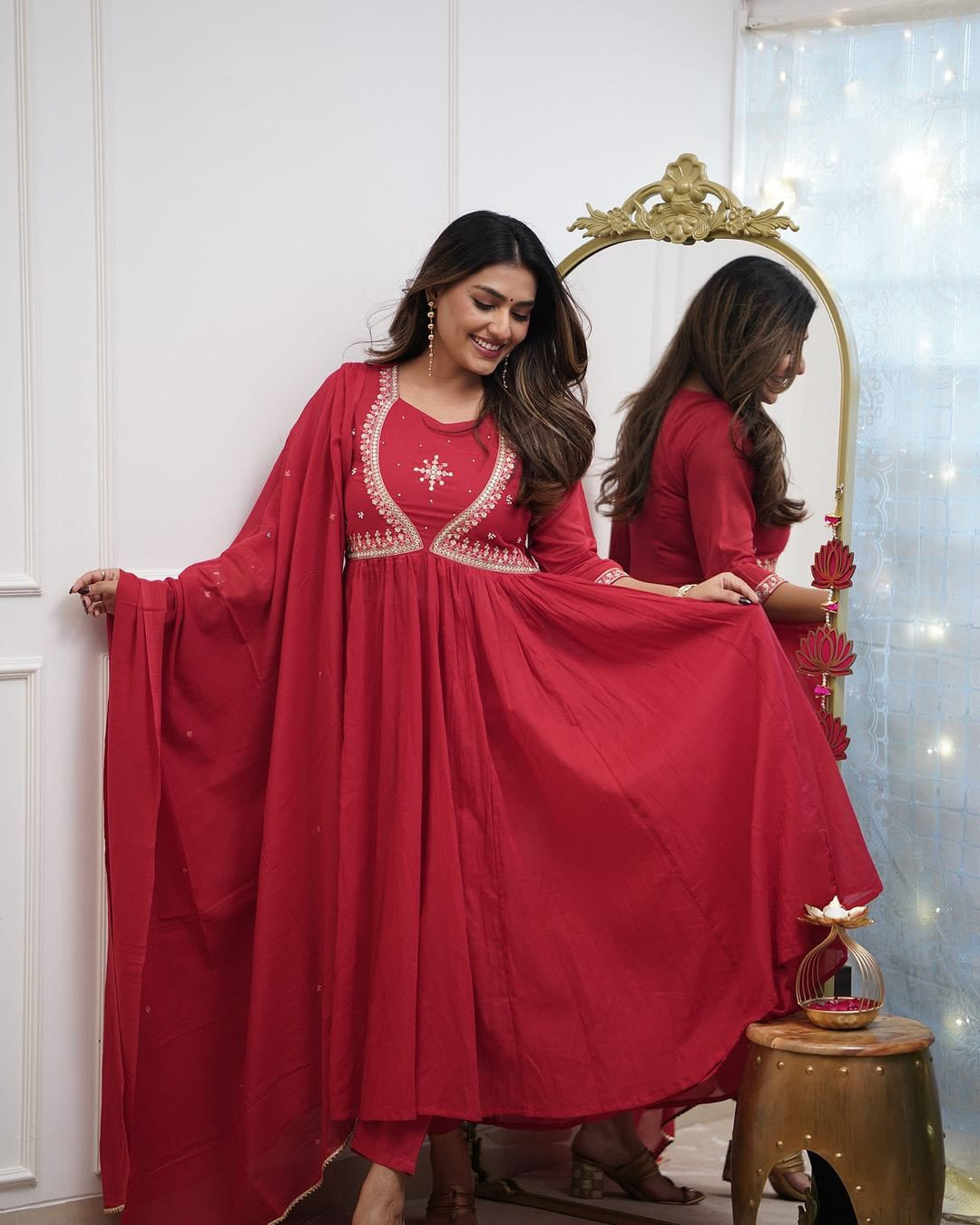 Matrut | Sugandh Red Anarkali Suit