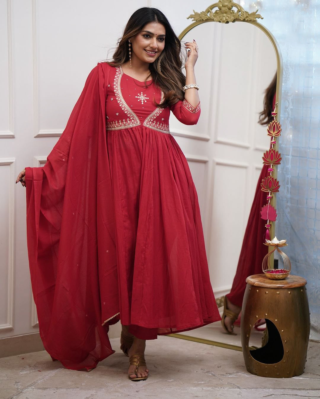 Matrut | Sugandh Red Anarkali Suit