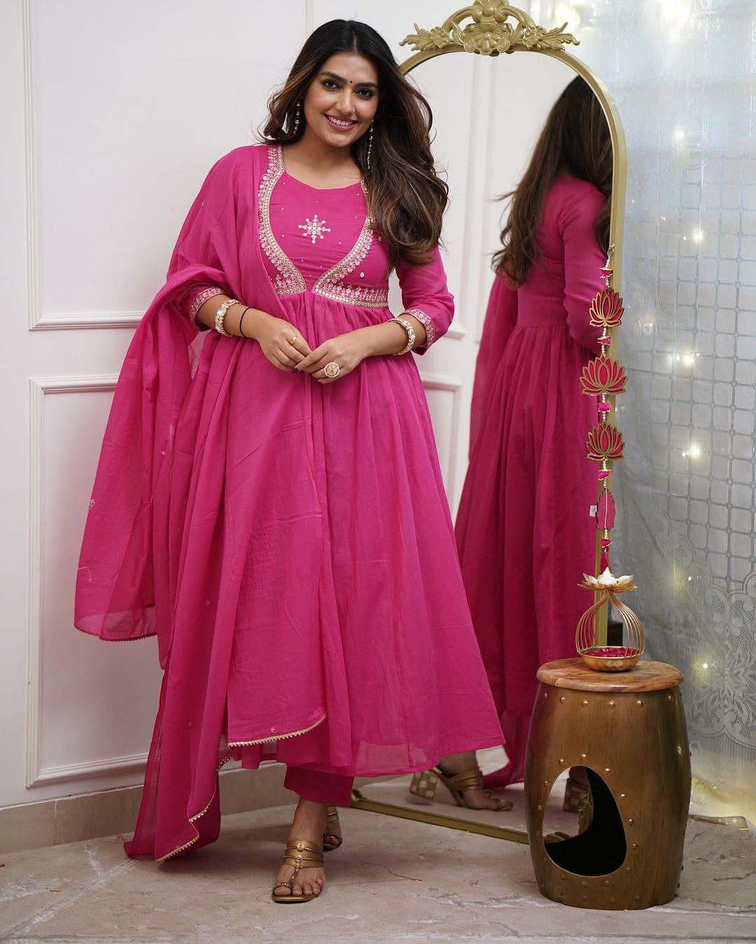 Matrut | Harini Hot Pink Anarkali Suit