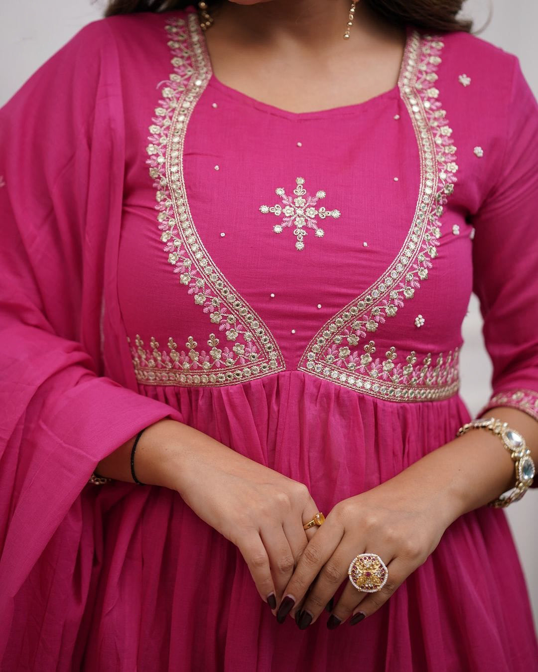 Matrut | Harini Hot Pink Anarkali Suit