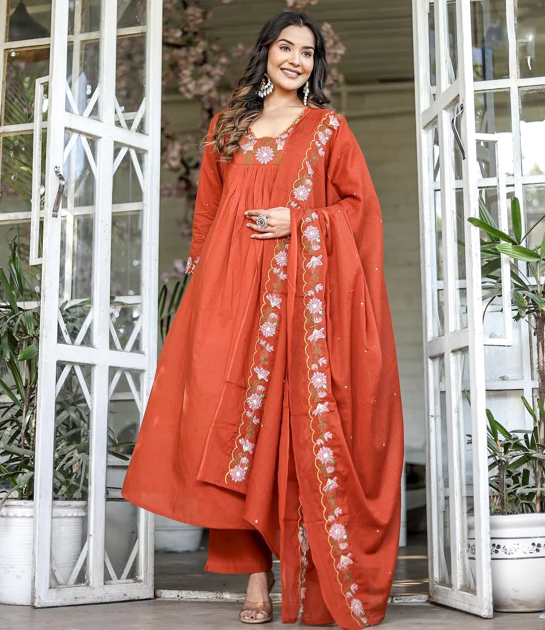 Matrut | Lakira Orange Anarkali Suit
