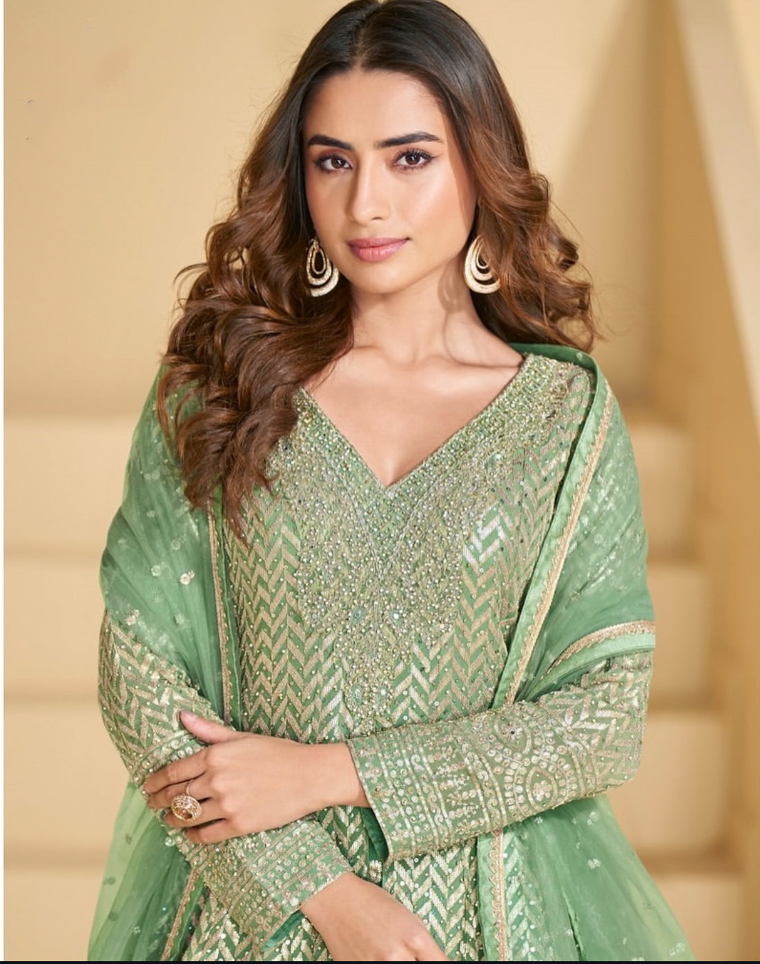 Matrut | Anokhi Pista Green Palazzo Suit