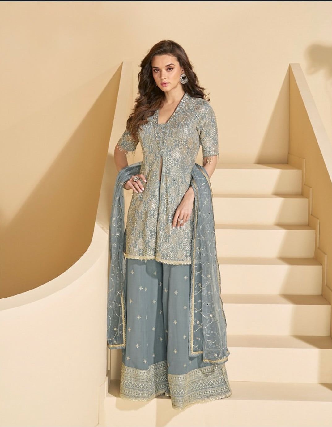 Matrut | Anokhi Silver Palazzo Suit