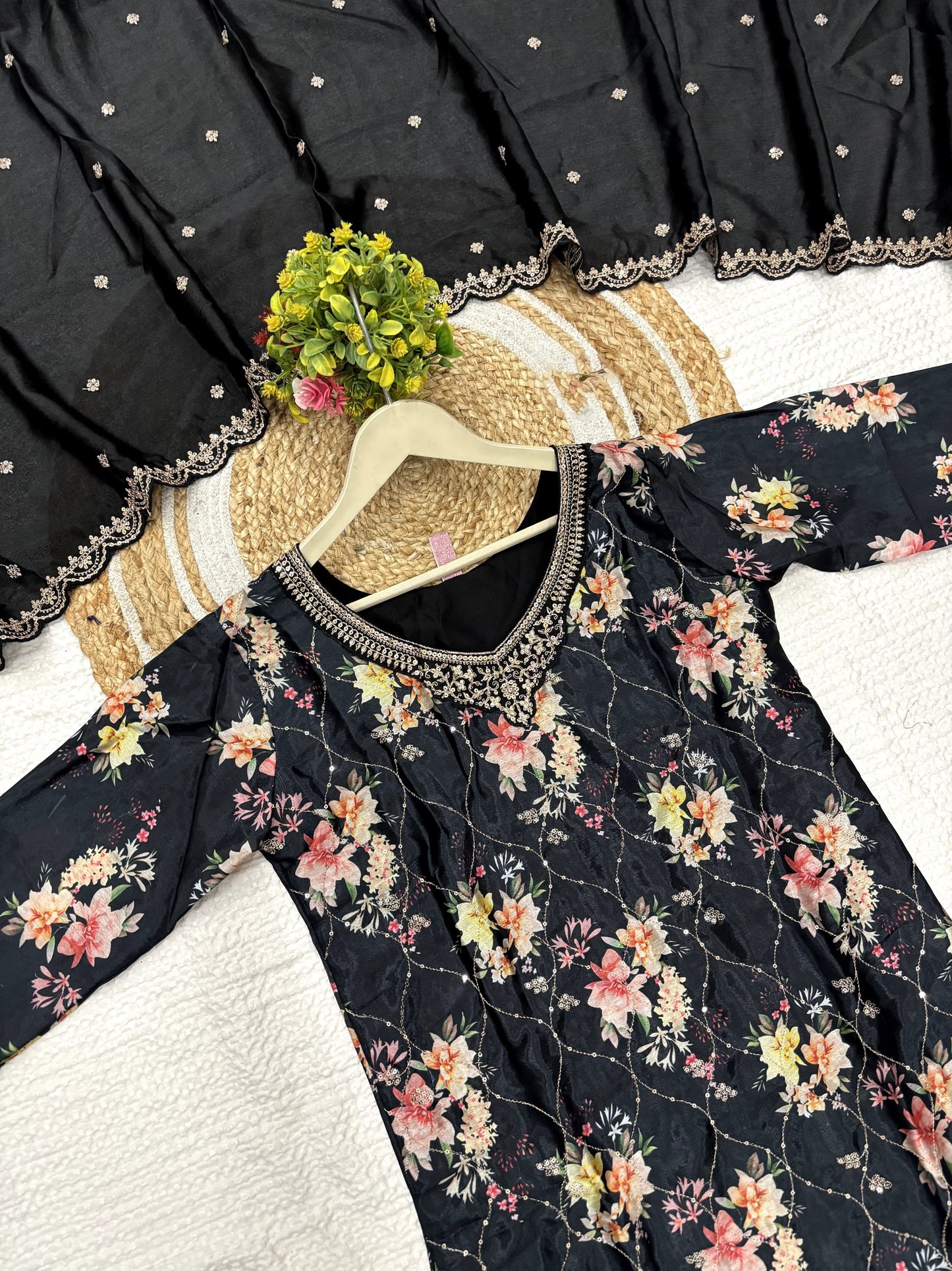 Matrut | Gulrang Black Sharara Suit