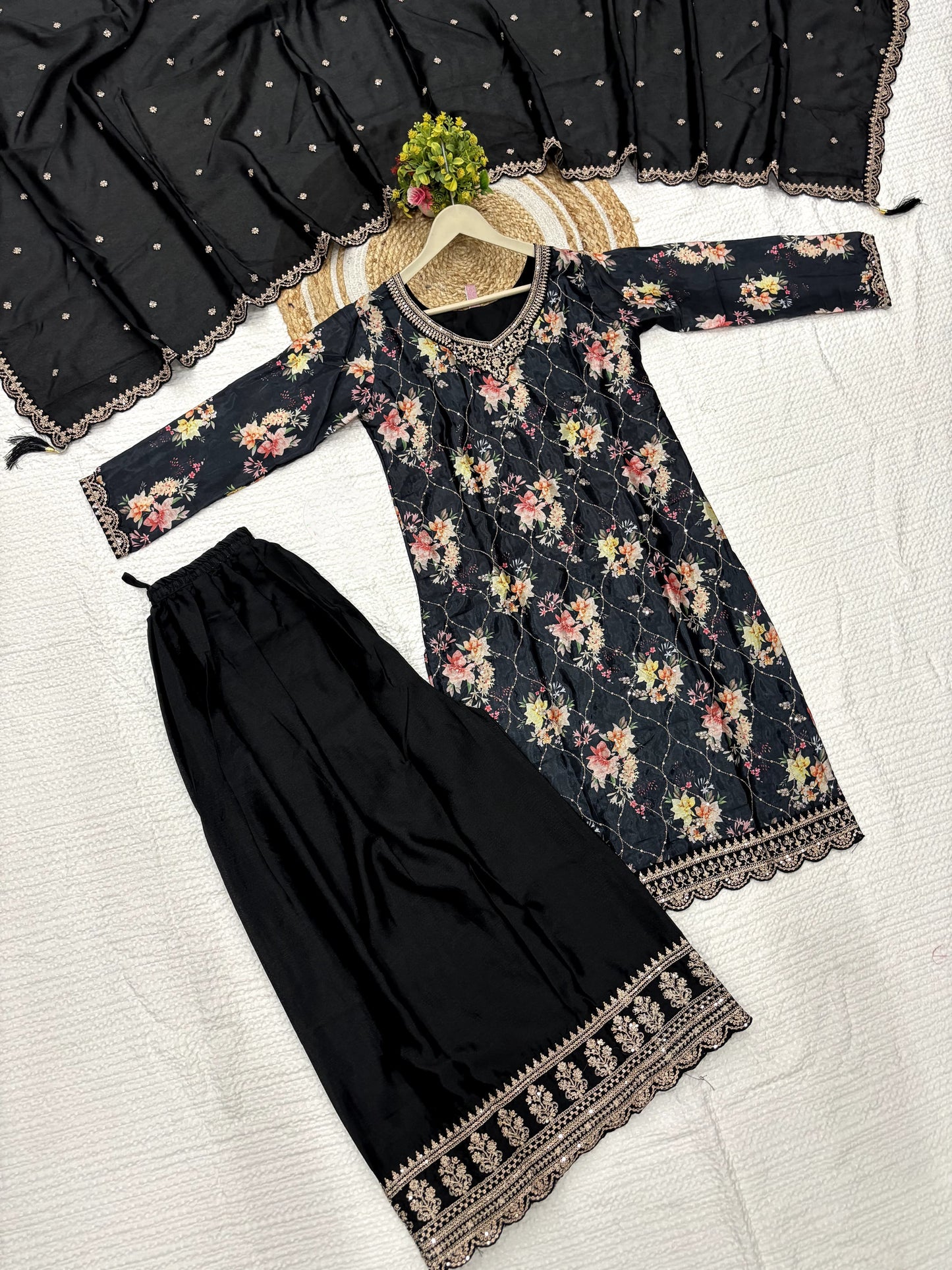 Matrut | Gulrang Black Sharara Suit