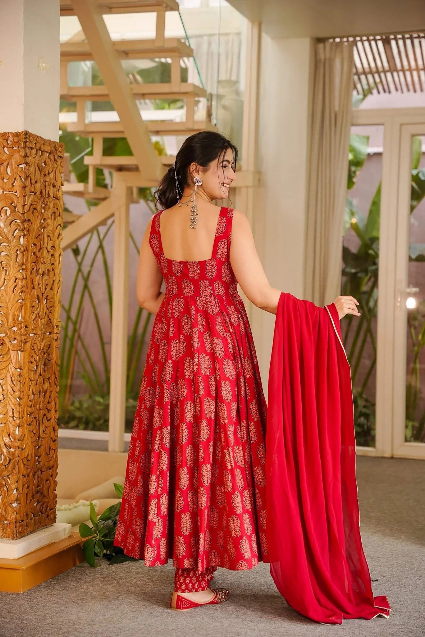 Kesar Jalebi Red Anarkali Suit