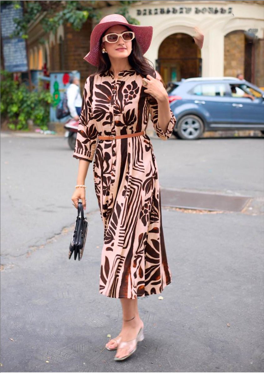 Matrut | Tripsy Belt Brown-Peach Dress