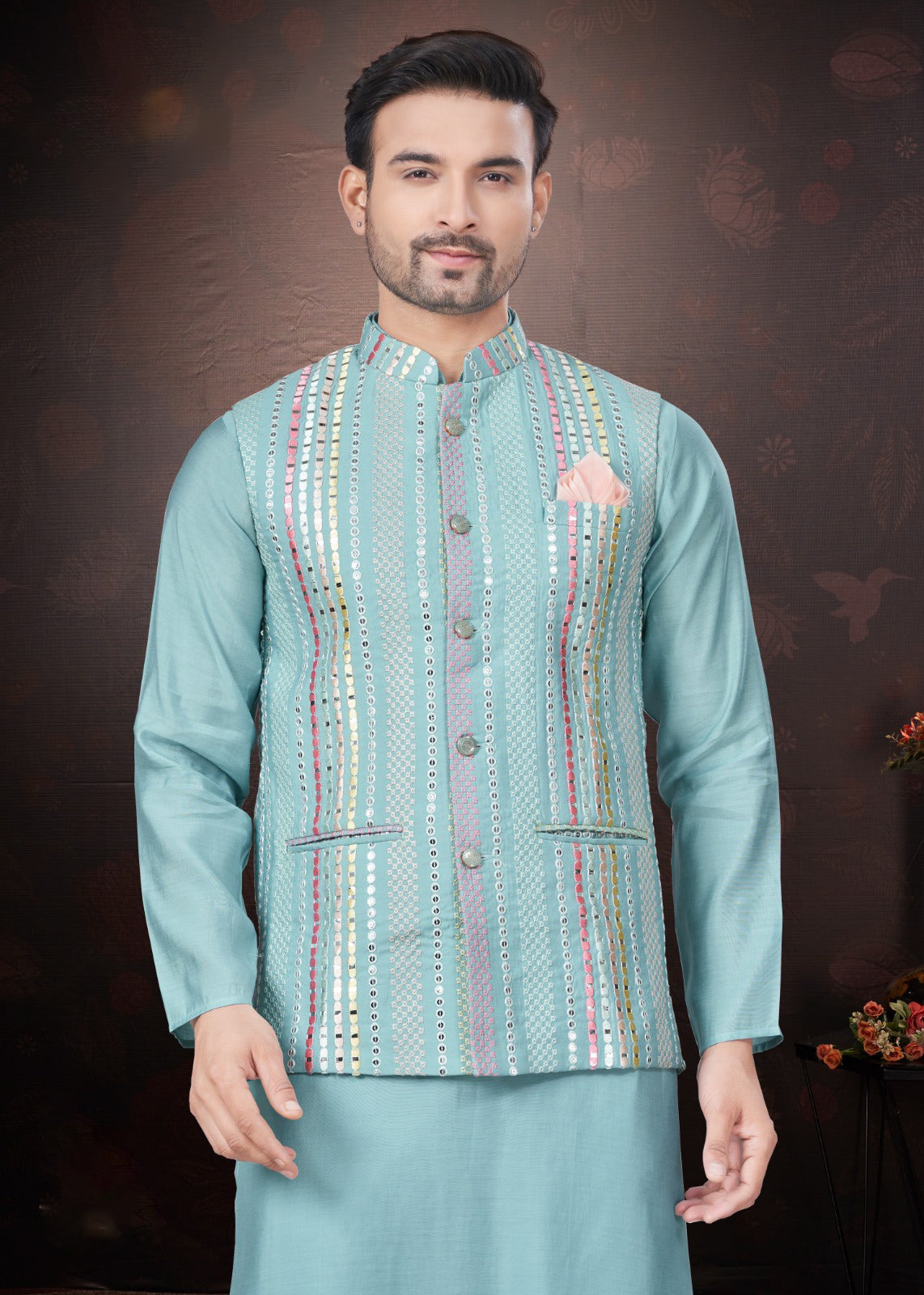 Matrut | Rangroot Sea Blue Kurta Set