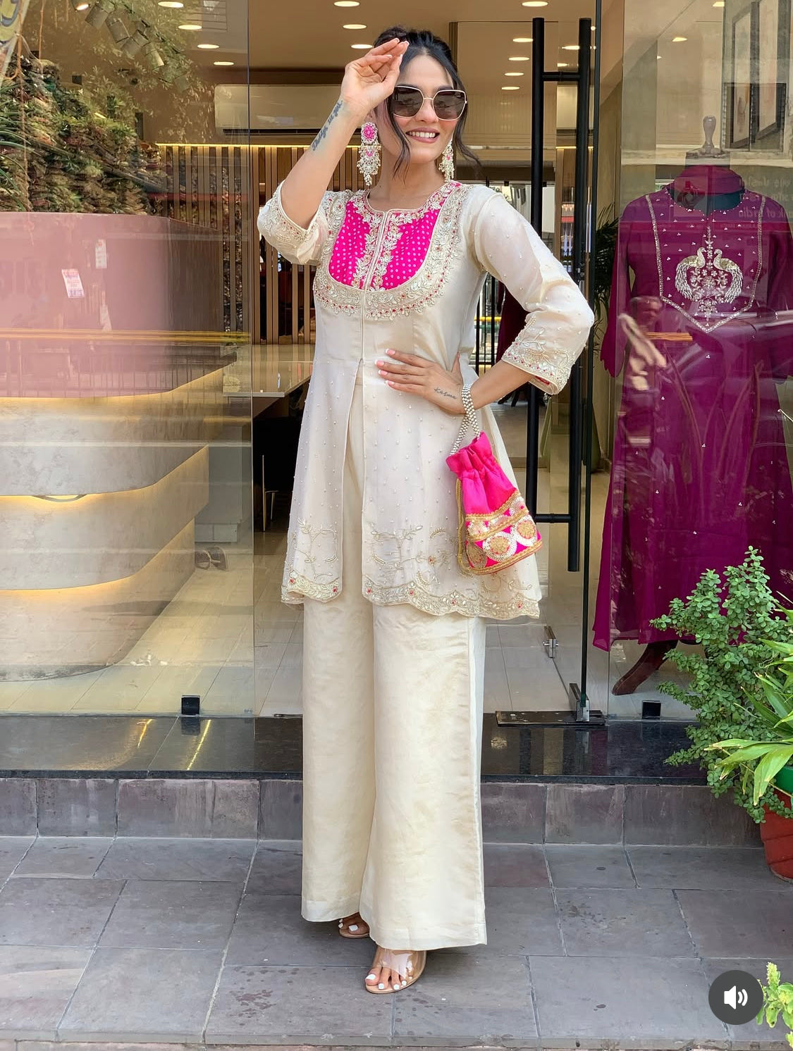 Matrut | Meher Hot Pink Palazzo Suit