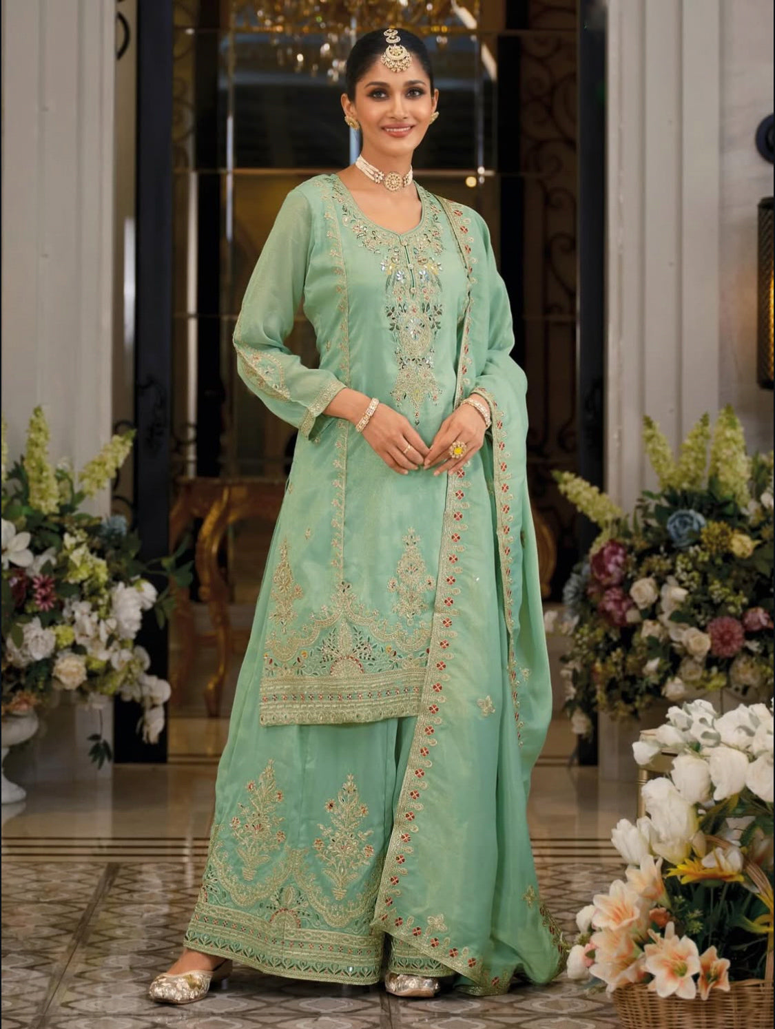 Matrut | Paradise Pista Green Palazzo Suit