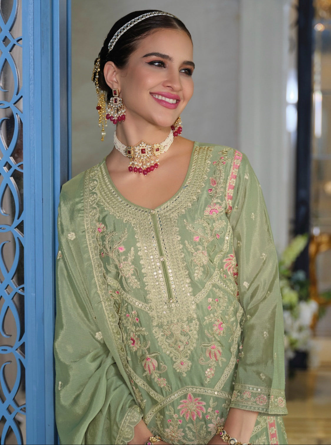 Matrut | Sitaaray Pista Green Palazzo Suit