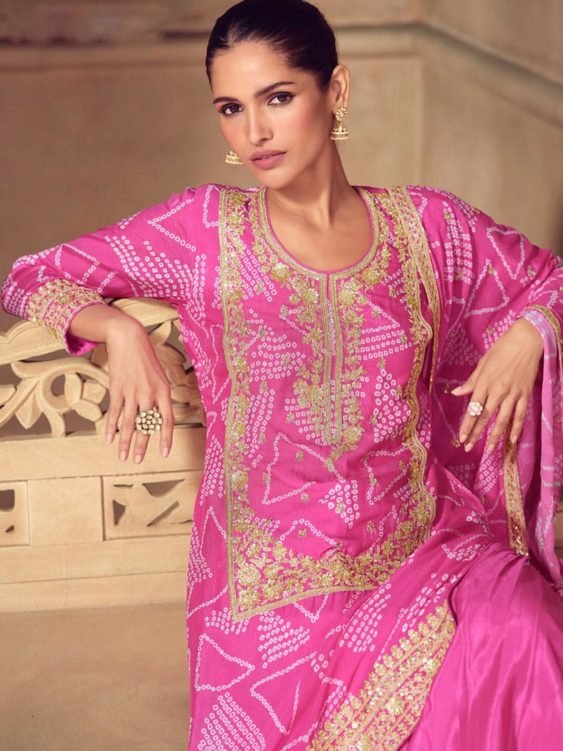 Matrut | Mrunal Hot Pink Palazzo Suit