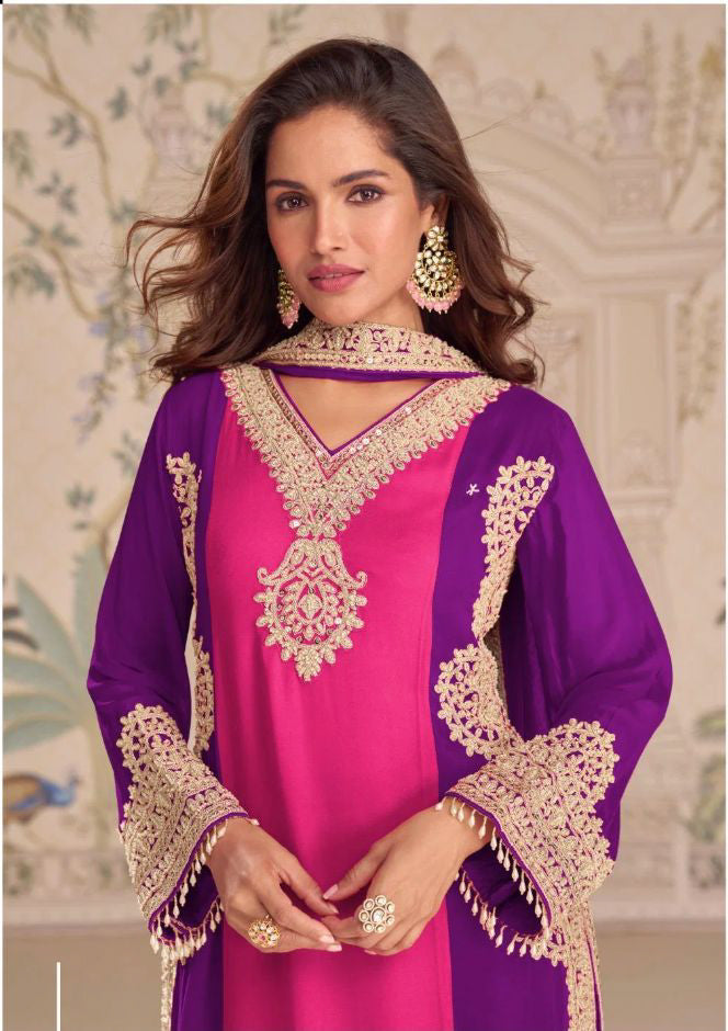 Kumkum Purple Straight Suit
