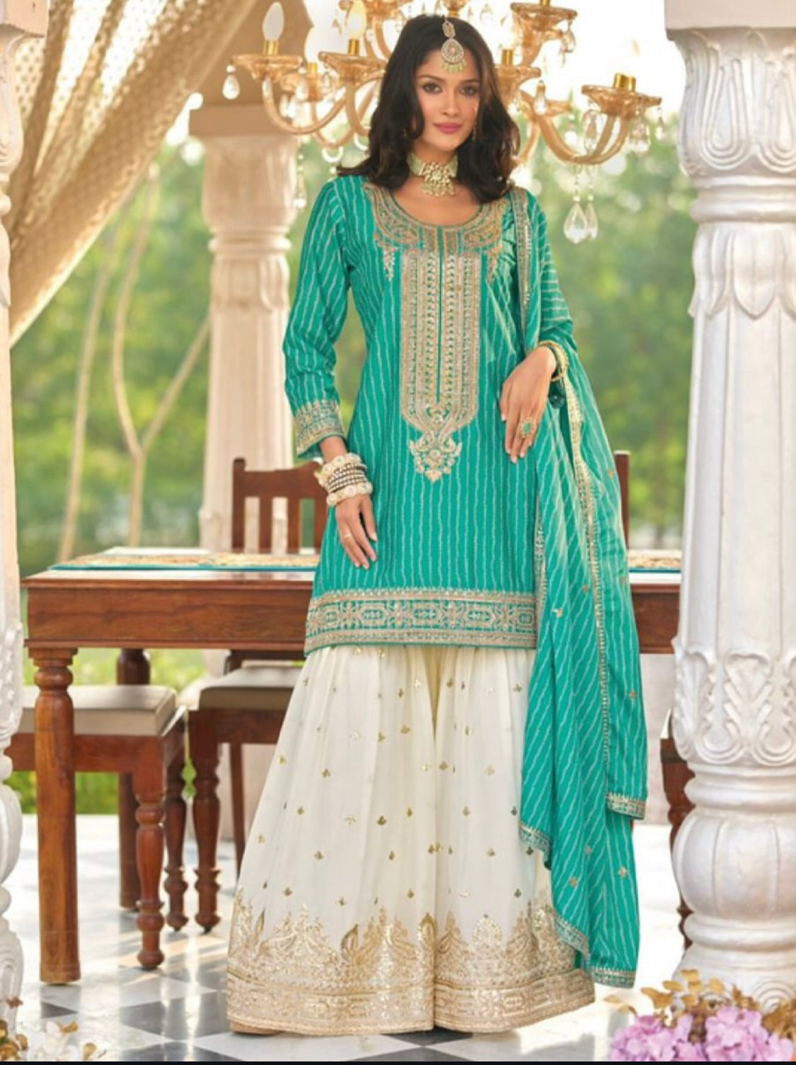 Matrut | Seerat Sea Blue Sharara Suit