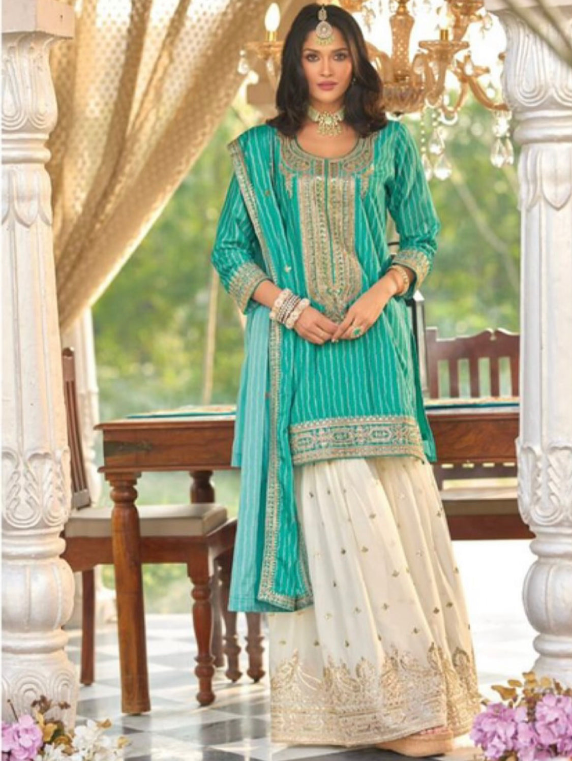 Matrut | Seerat Sea Blue Sharara Suit