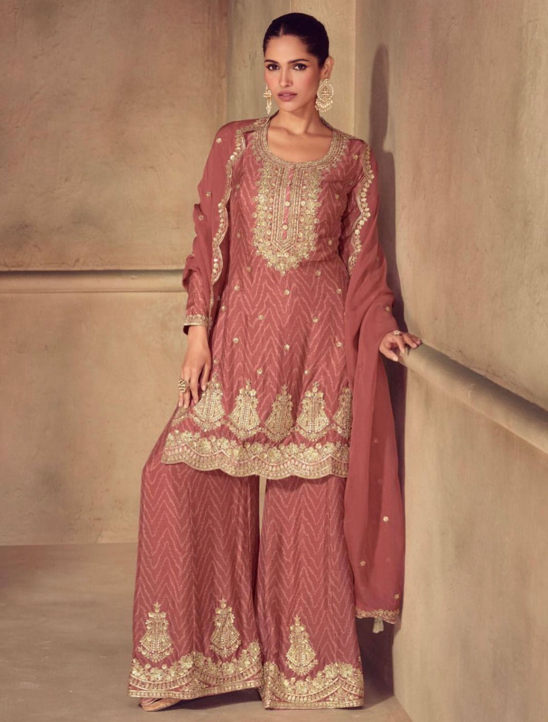 Matrut | Sonika Pink Palazzo Suit