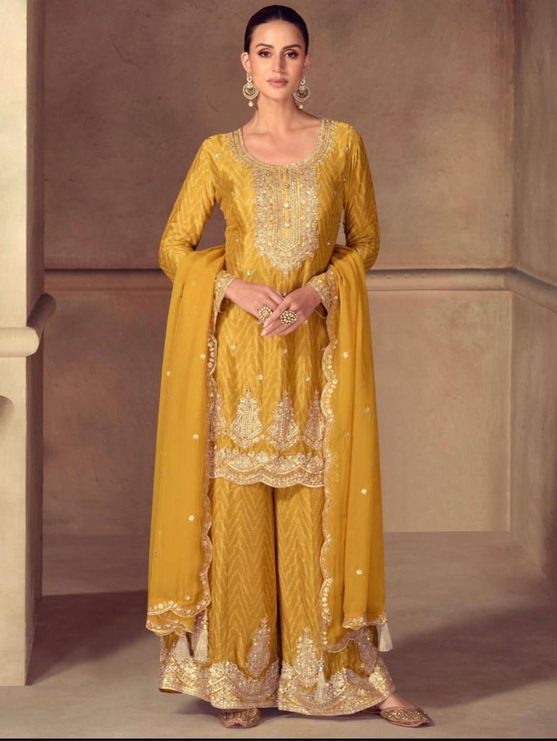 Matrut | Sonika Yellow Palazzo Suit