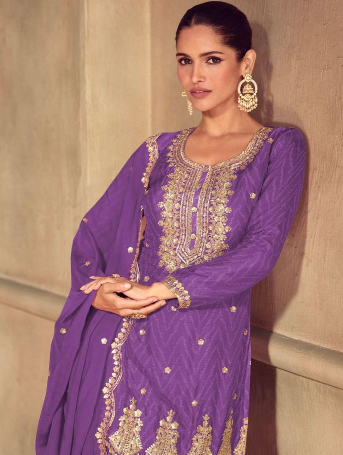 Matrut | Sonika Purple Palazzo Suit