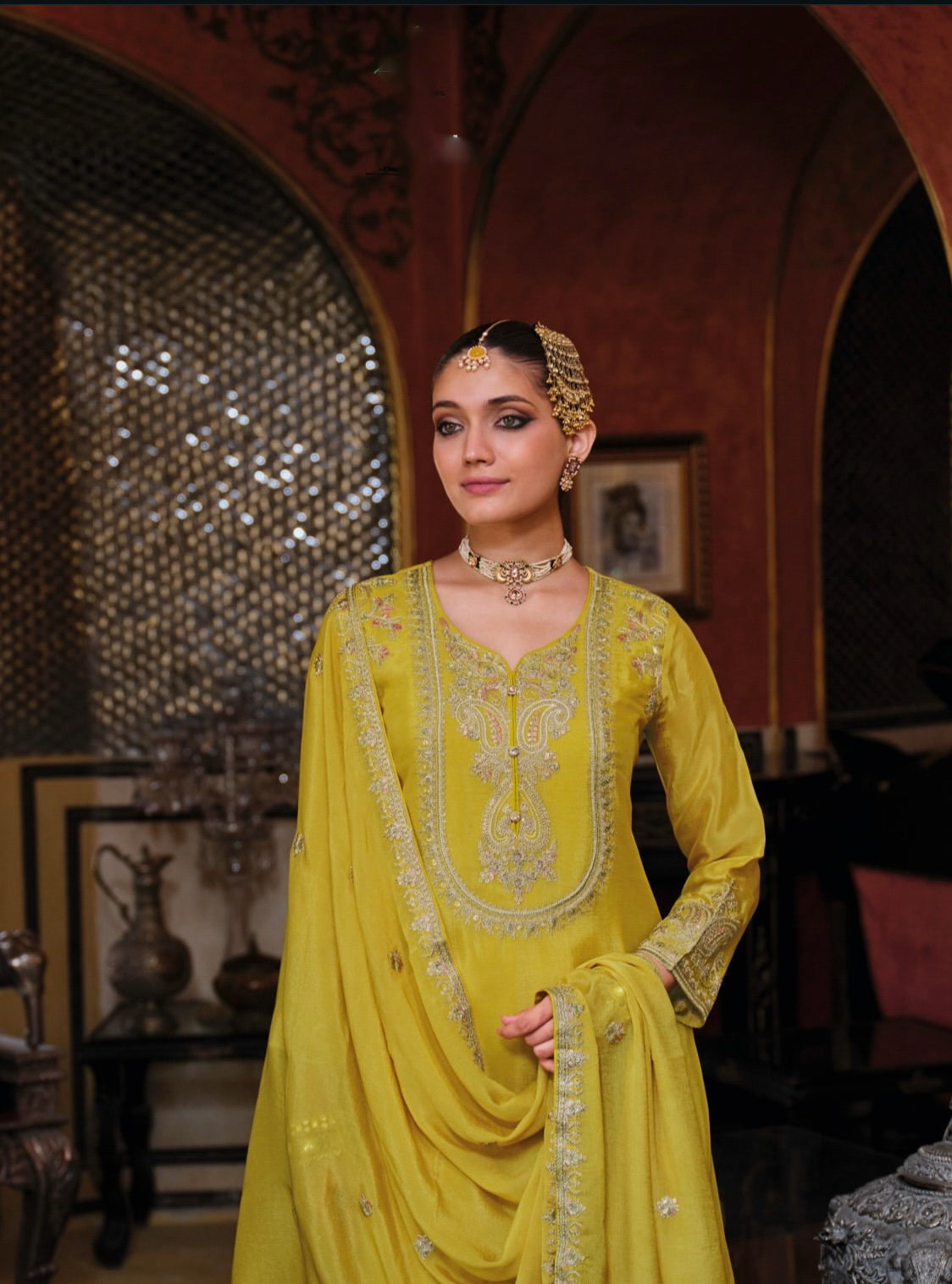 Matrut | Chalini Lime Green Palazzo Suit
