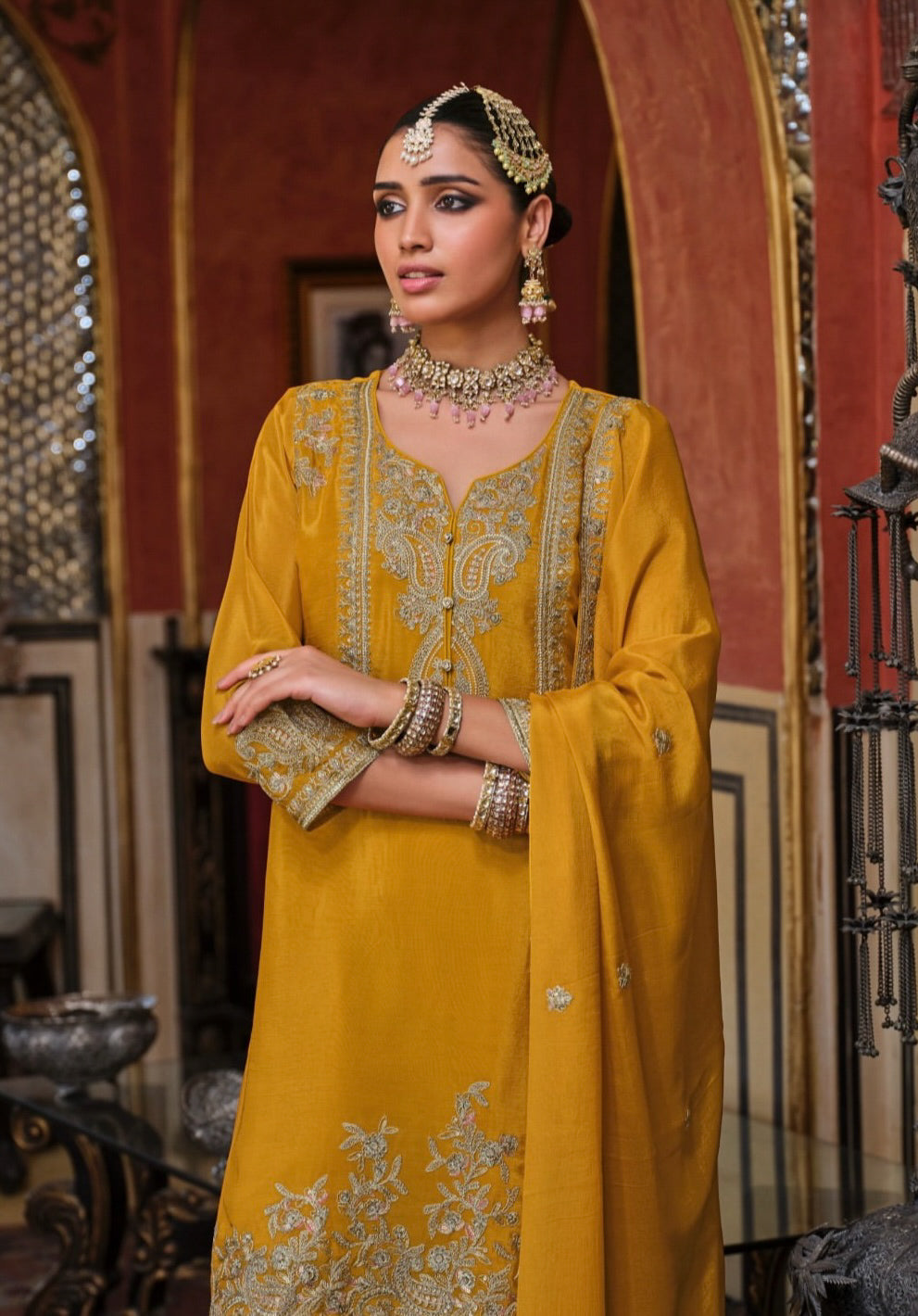 Matrut | Chalini Yellow Palazzo Suit