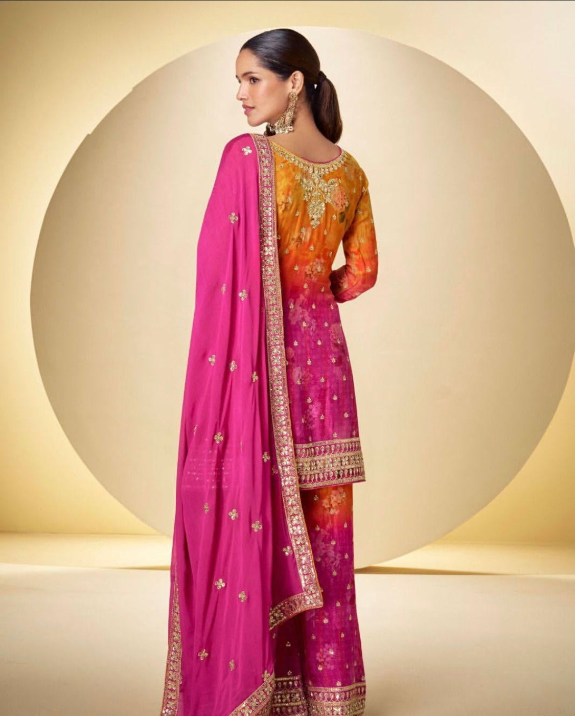 Matrut | Kanika Yellow-Pink Palazzo Suit
