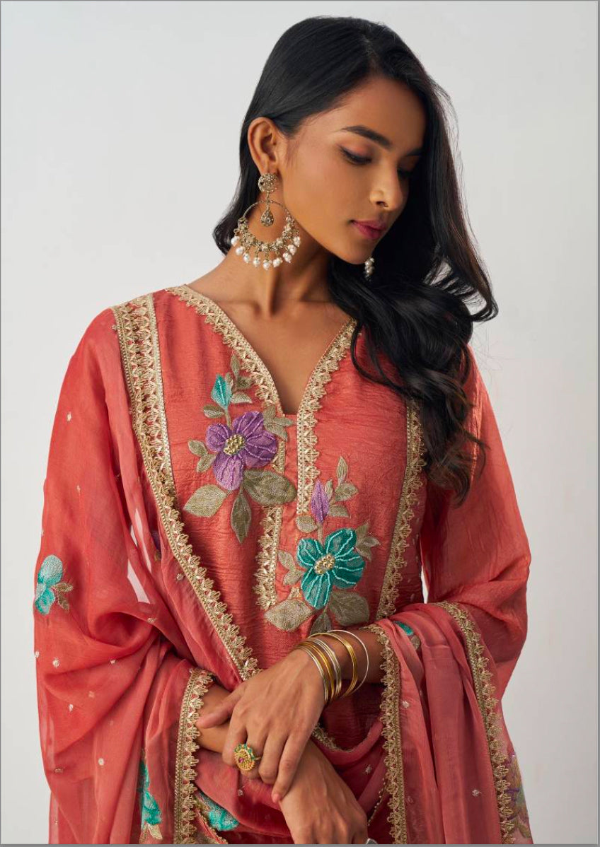 Matrut | Ehsaas Orange Straight Suit