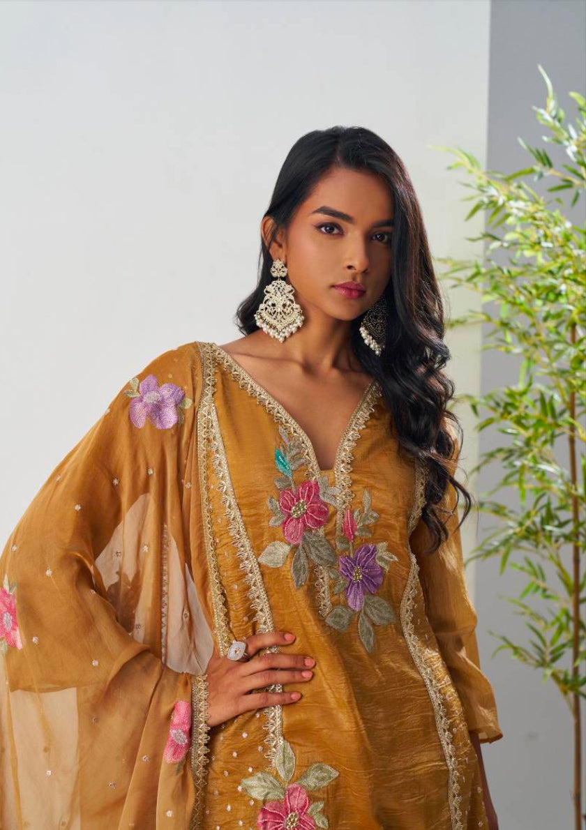 Matrut | Ehsaas Mustard Straight Suit