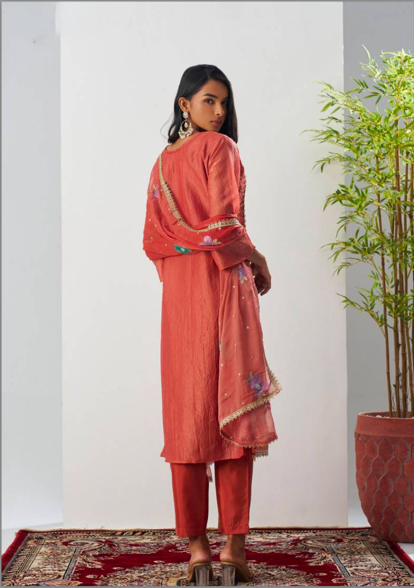 Matrut | Ehsaas Orange Straight Suit