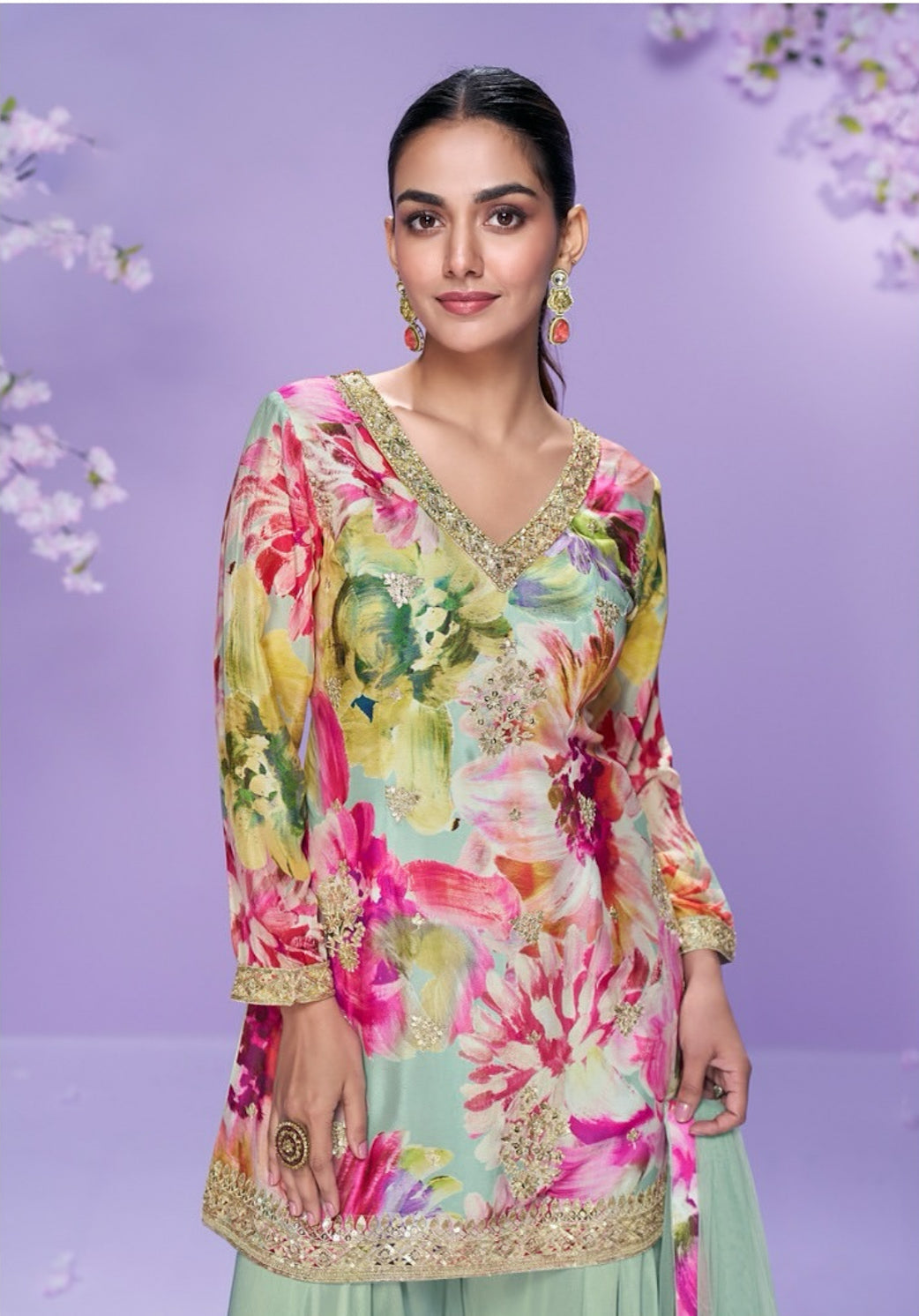 Matrut | Vaani Sea Green Sharara Suit