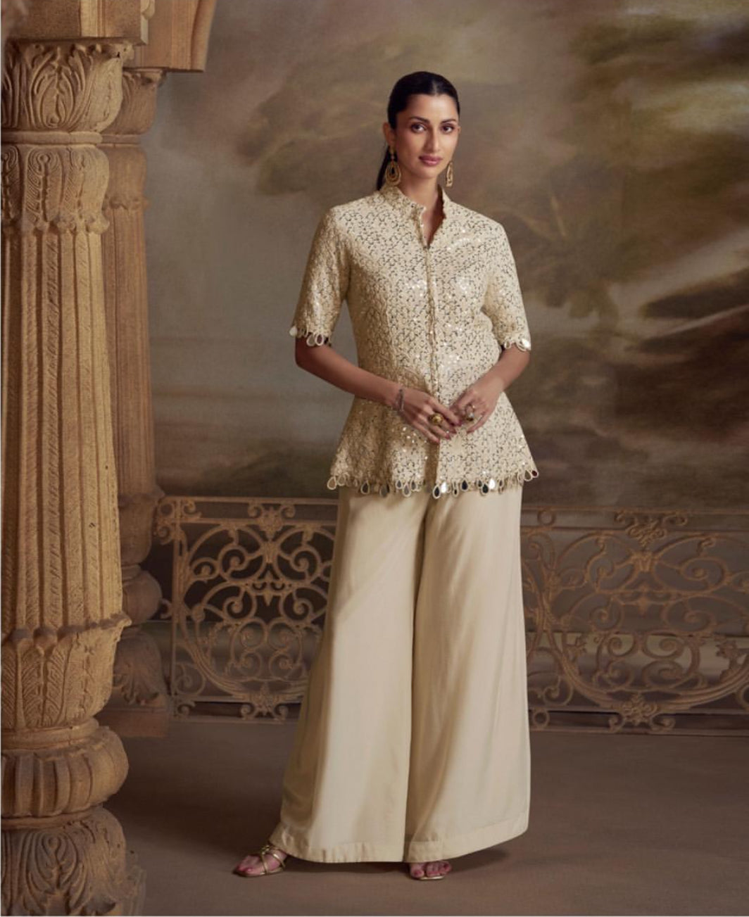 Matrut | Zeenat Cream Duo Set