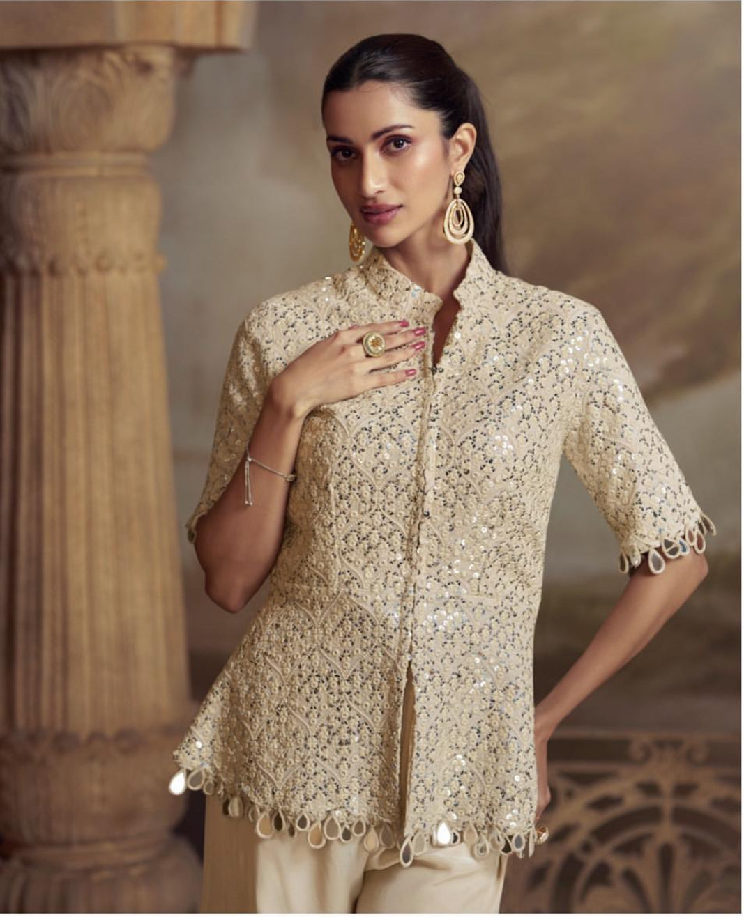 Matrut | Zeenat Cream Duo Set