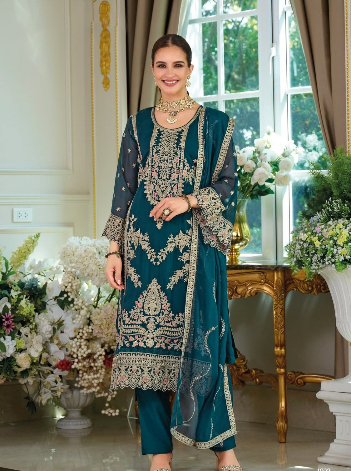 Matrut | Dastur Teal Blue Straight Suit