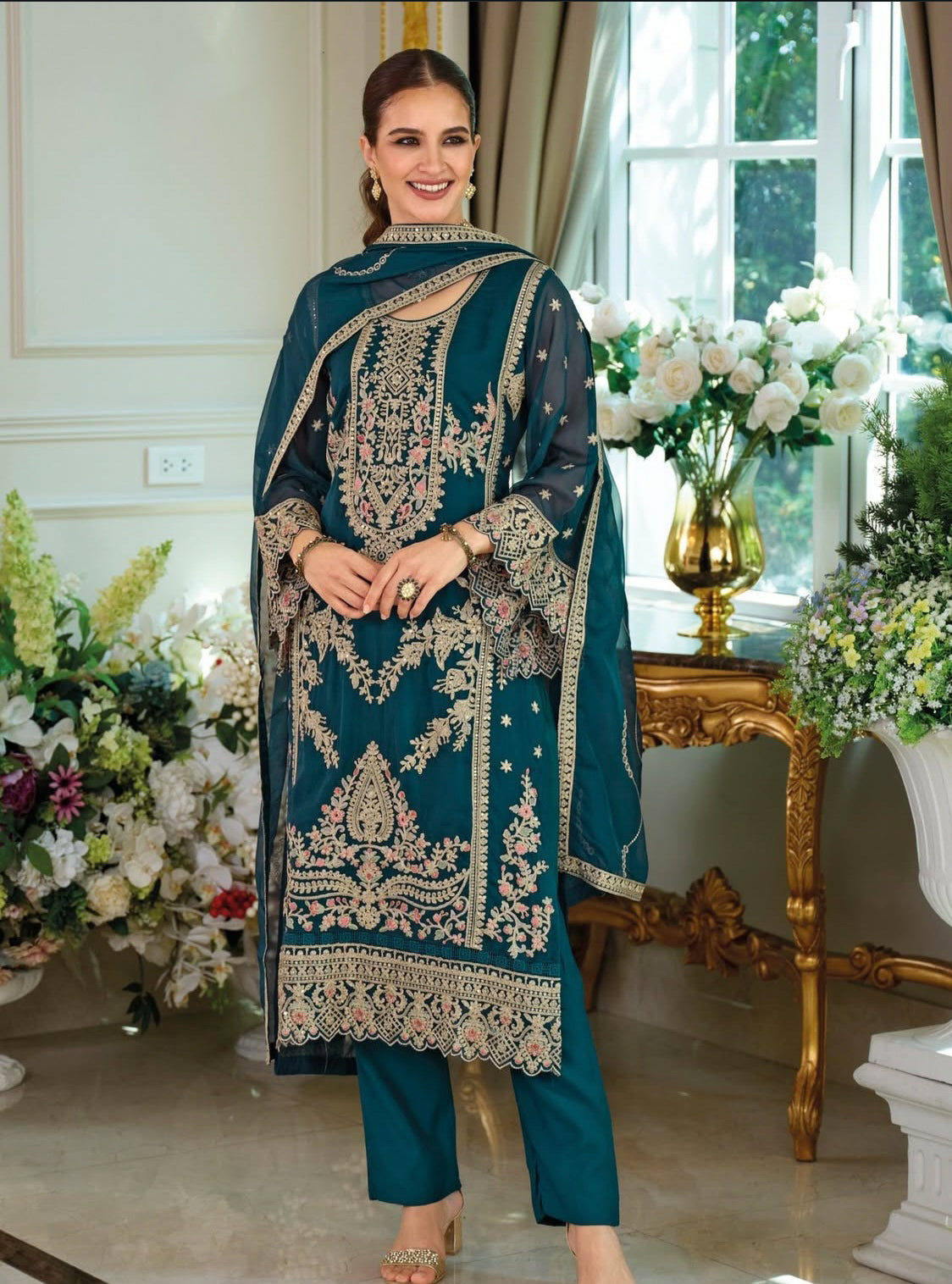 Matrut | Dastur Teal Blue Straight Suit