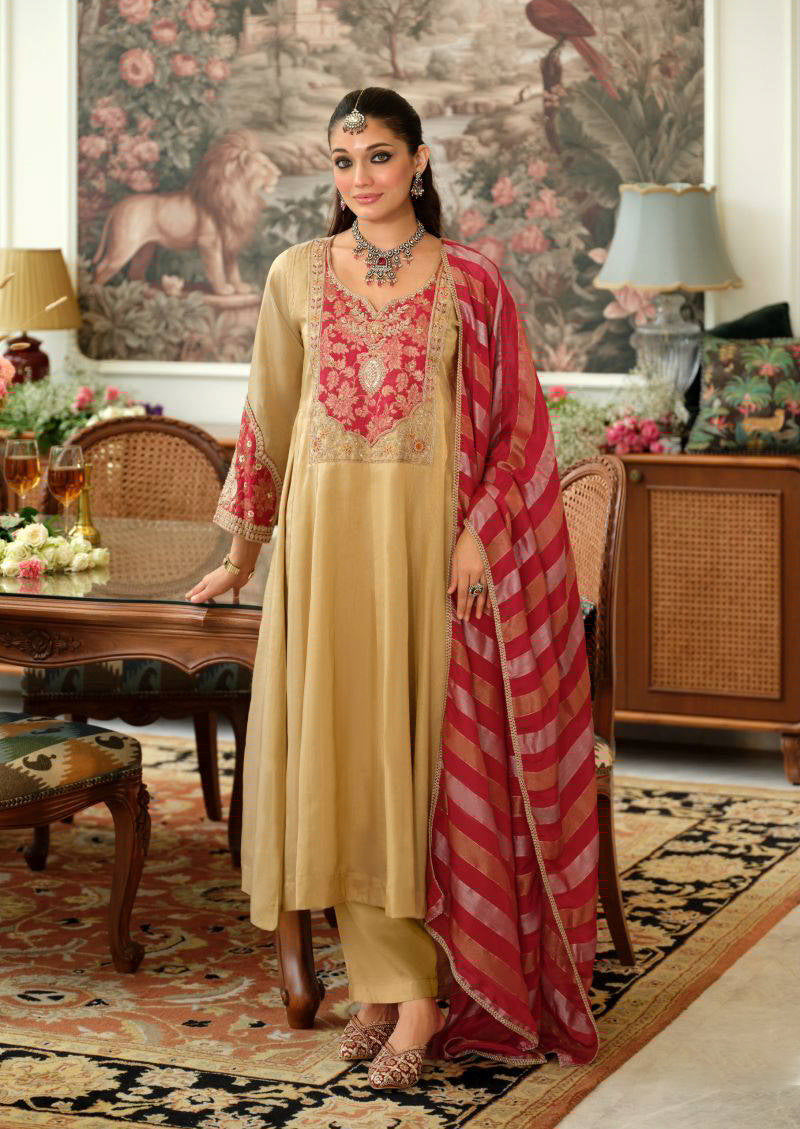 Shubhi Red A-line Suit