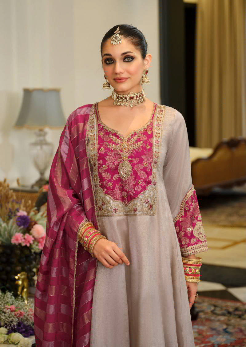 Shubhi Pink A-line Suit