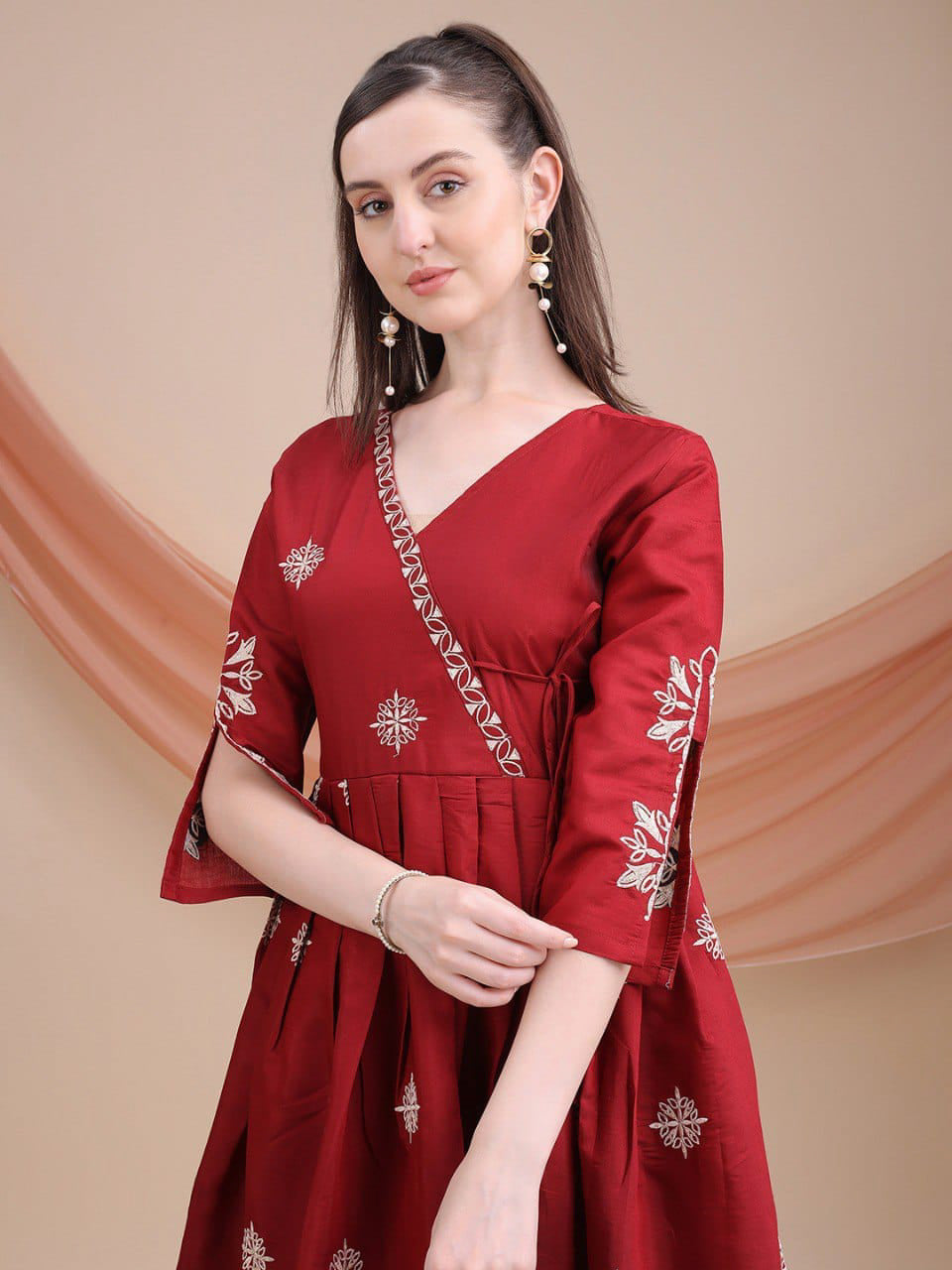 Matrut | Prnali Cherry Red Anarkali Suit