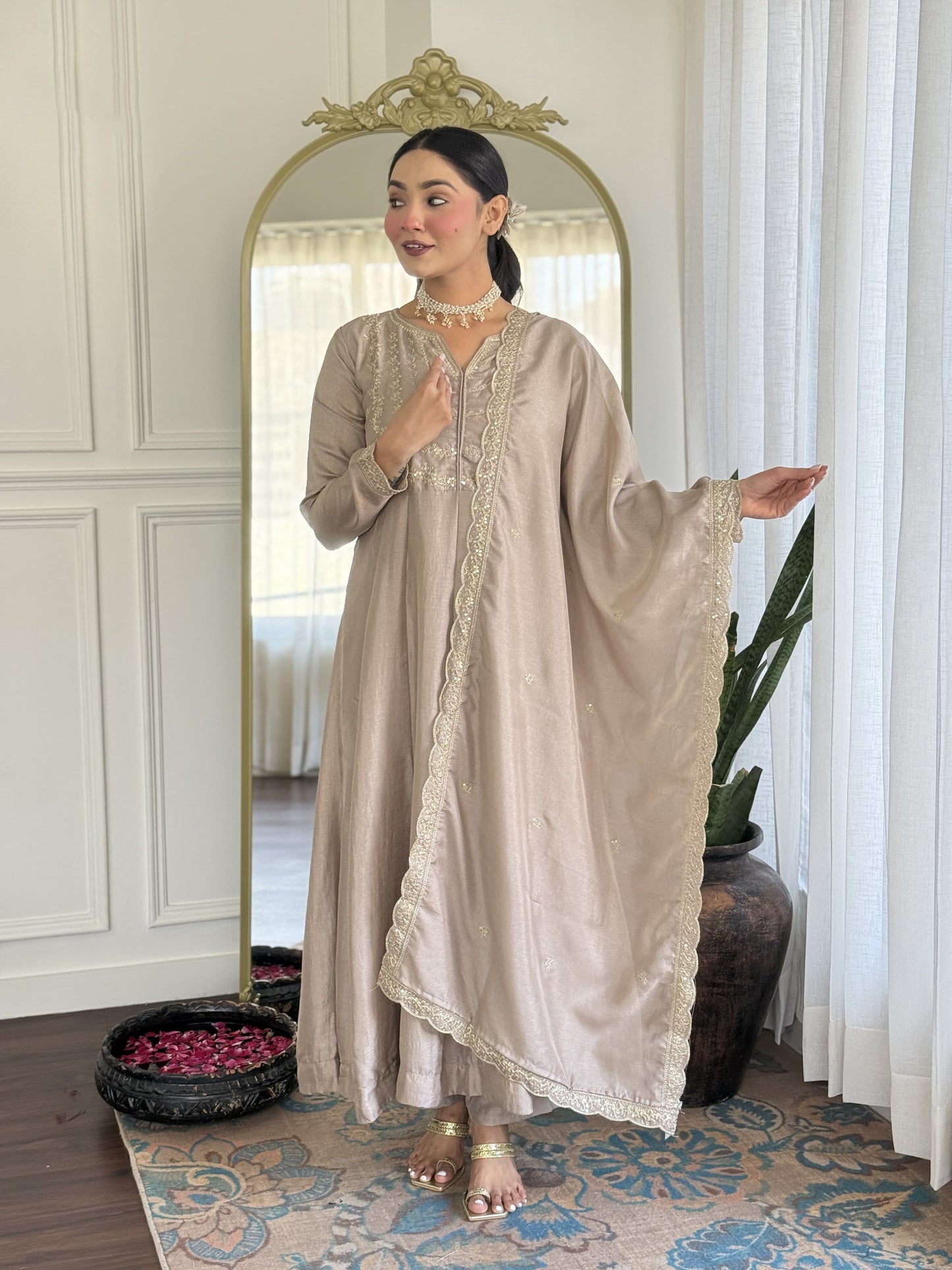 Matrut | Magica Taupe Anarkali Suit