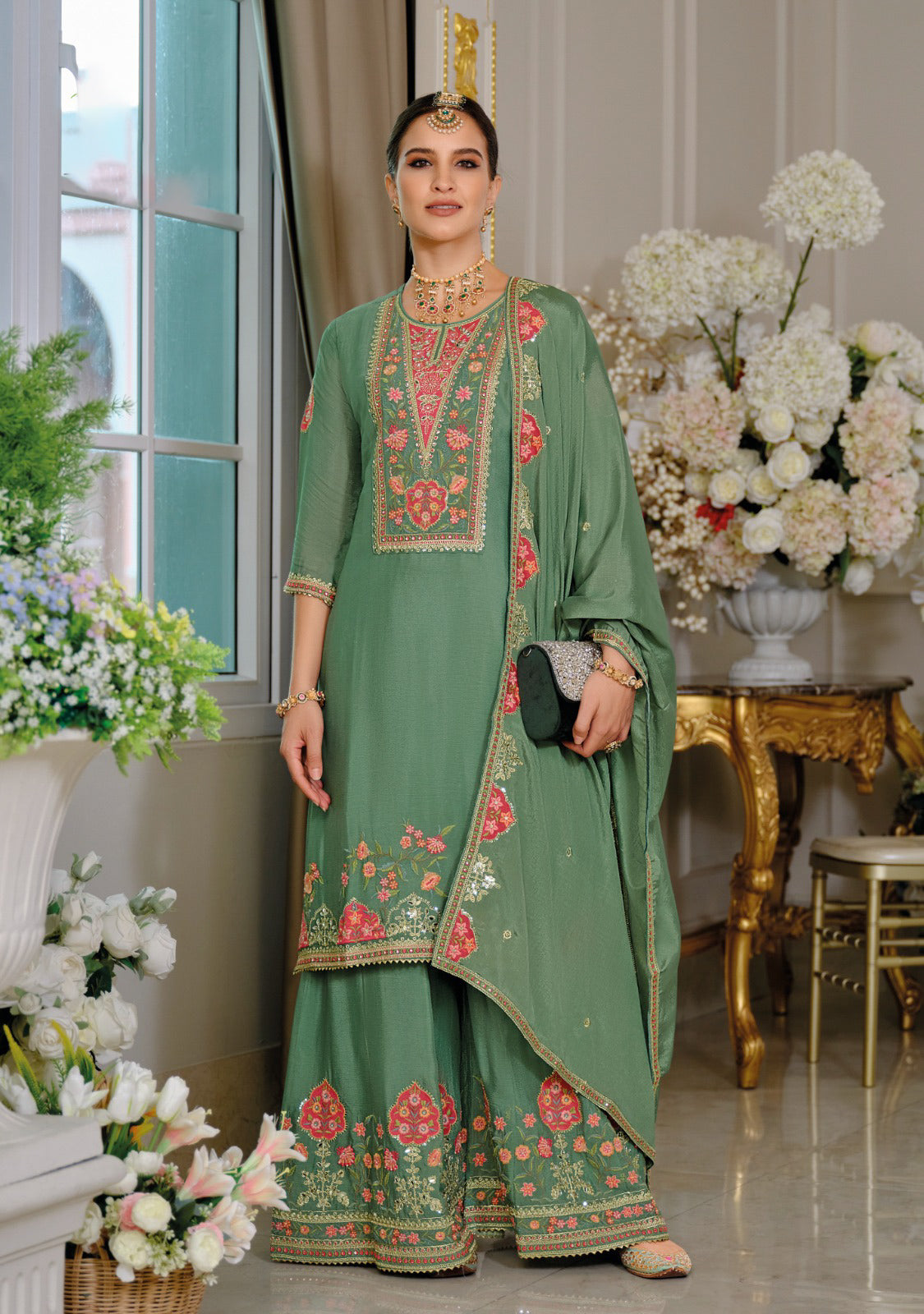 Matrut | Kiyara Green Palazzo Suit