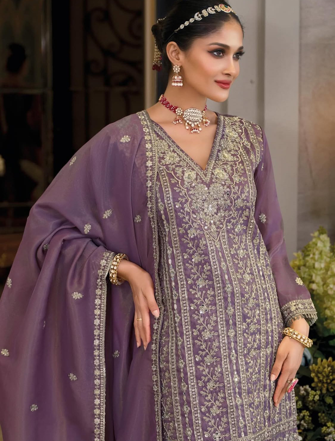 Matrut | Nayaab Purple Sharara Suit