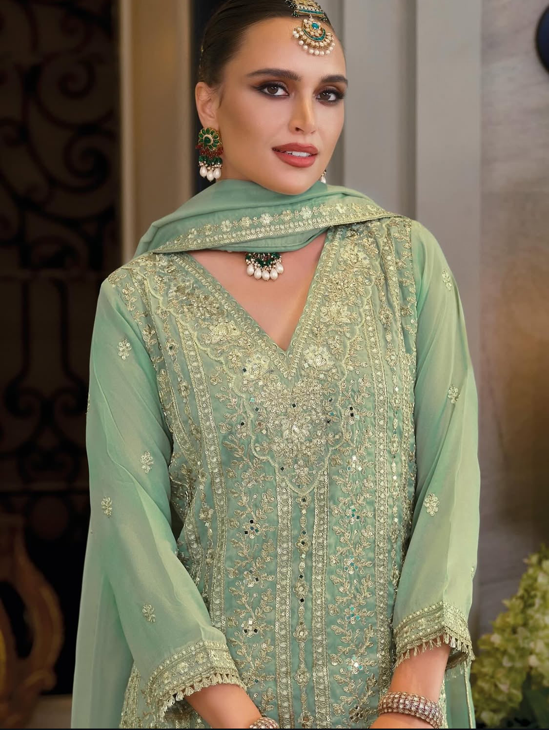 Matrut | Nayaab Mint Green Sharara Suit