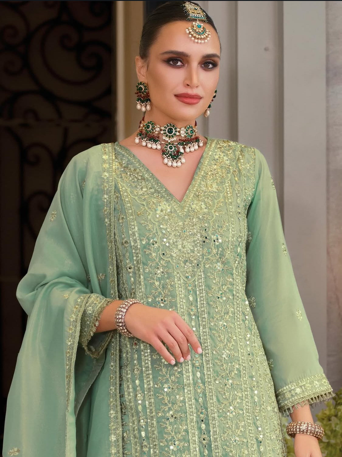Matrut | Nayaab Mint Green Sharara Suit