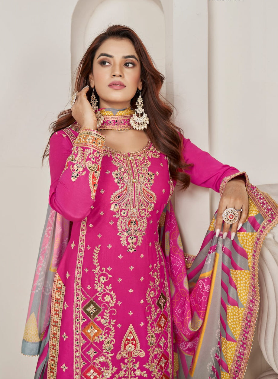 Matrut | Phoolzari Pink Dhoti Suit