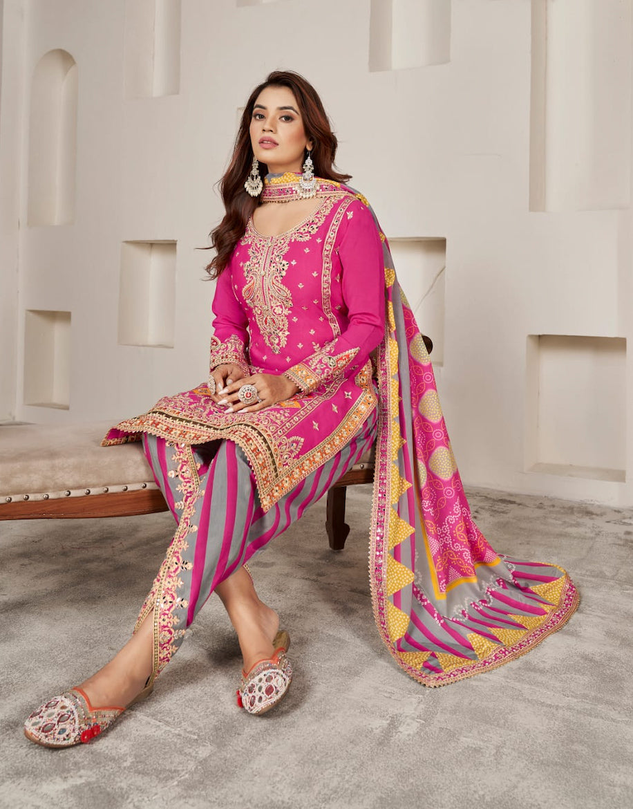 Matrut | Phoolzari Pink Dhoti Suit