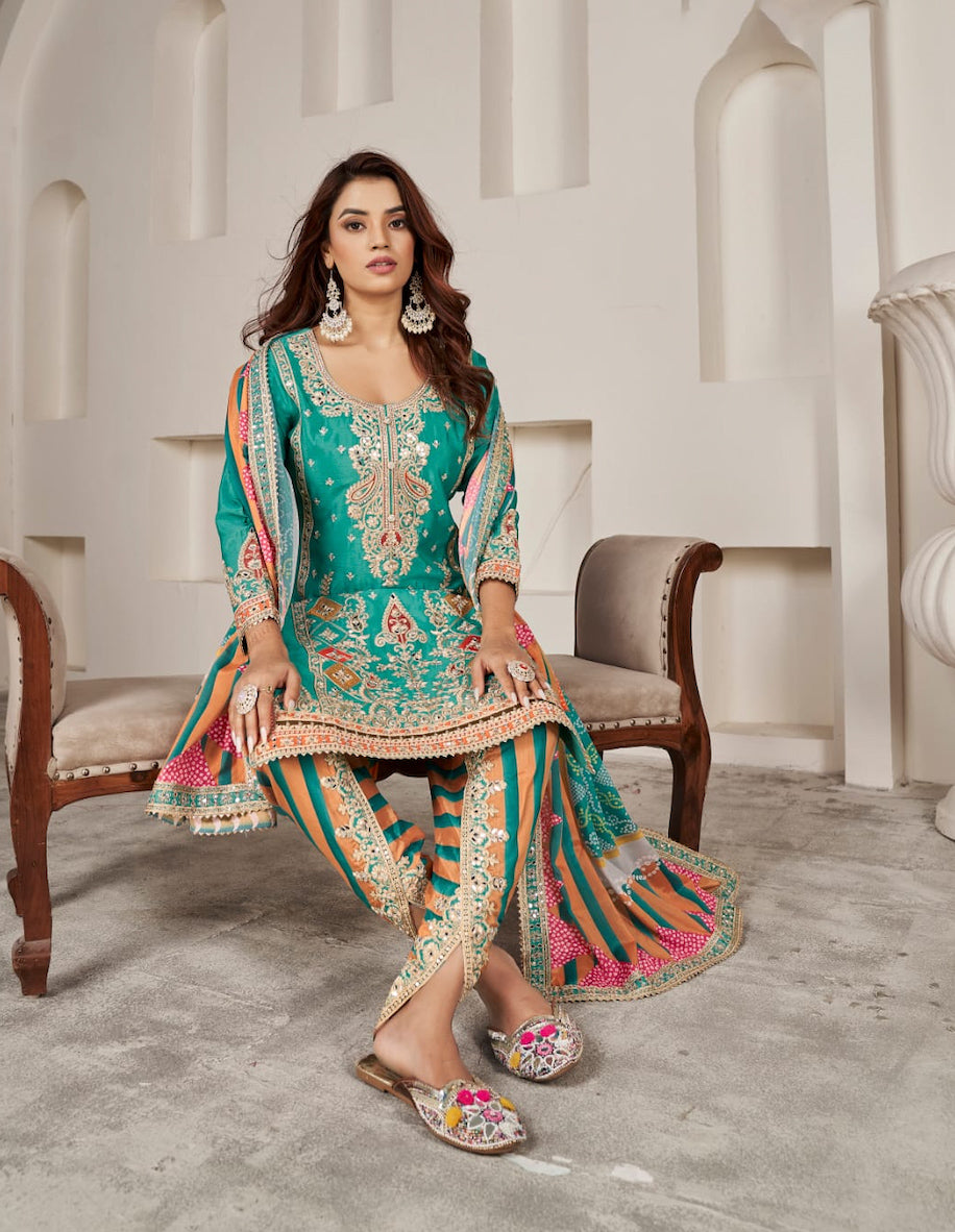 Matrut | Phoolzari Firozi Dhoti Suit