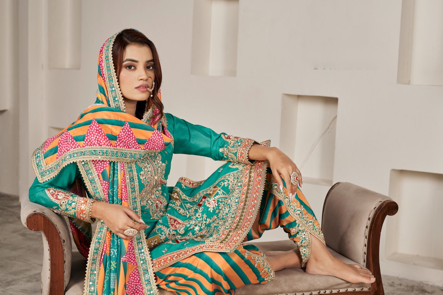 Matrut | Phoolzari Firozi Dhoti Suit