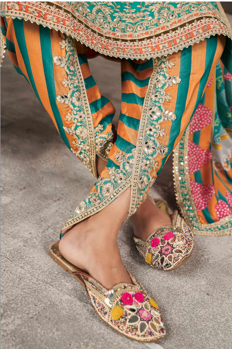 Matrut | Phoolzari Firozi Dhoti Suit