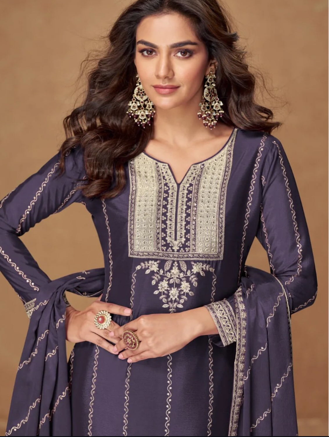 Matrut | Kaveri Purple Palazzo Suit