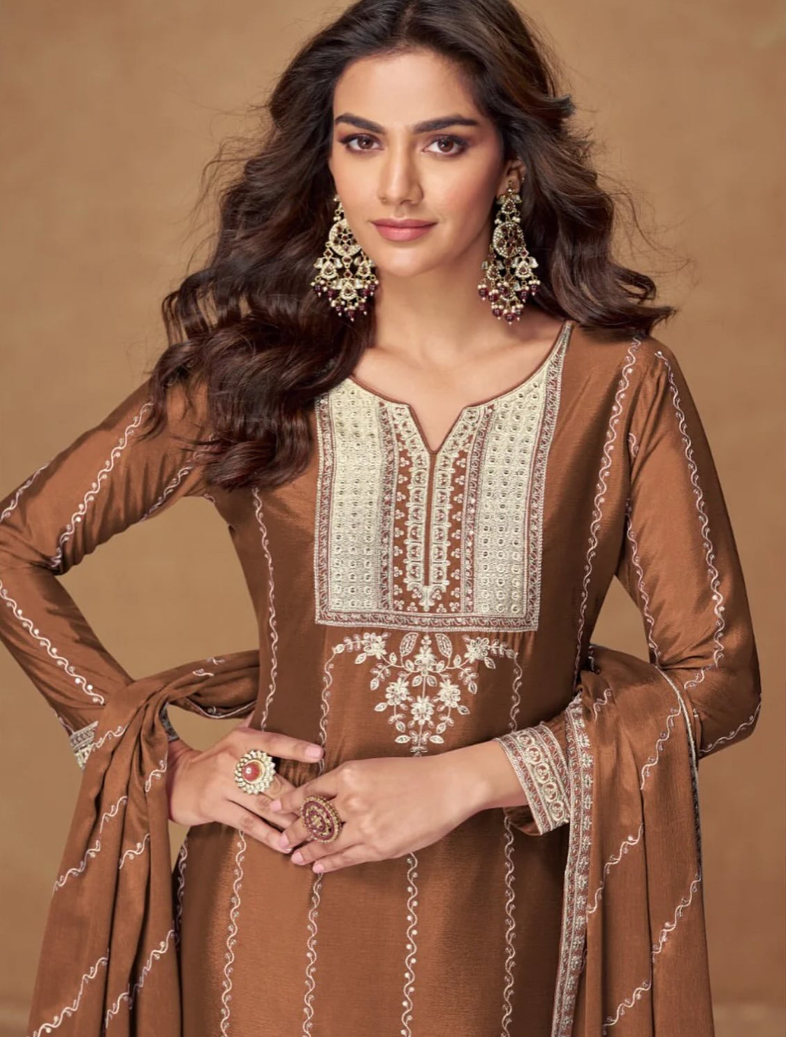 Matrut | Kaveri Brown Palazzo Suit