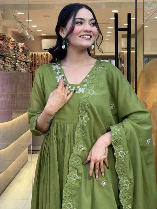 Matrut | Lakira Pista Green Anarkali Suit