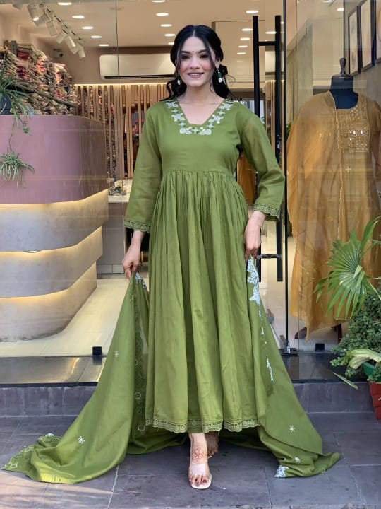 Matrut | Lakira Pista Green Anarkali Suit